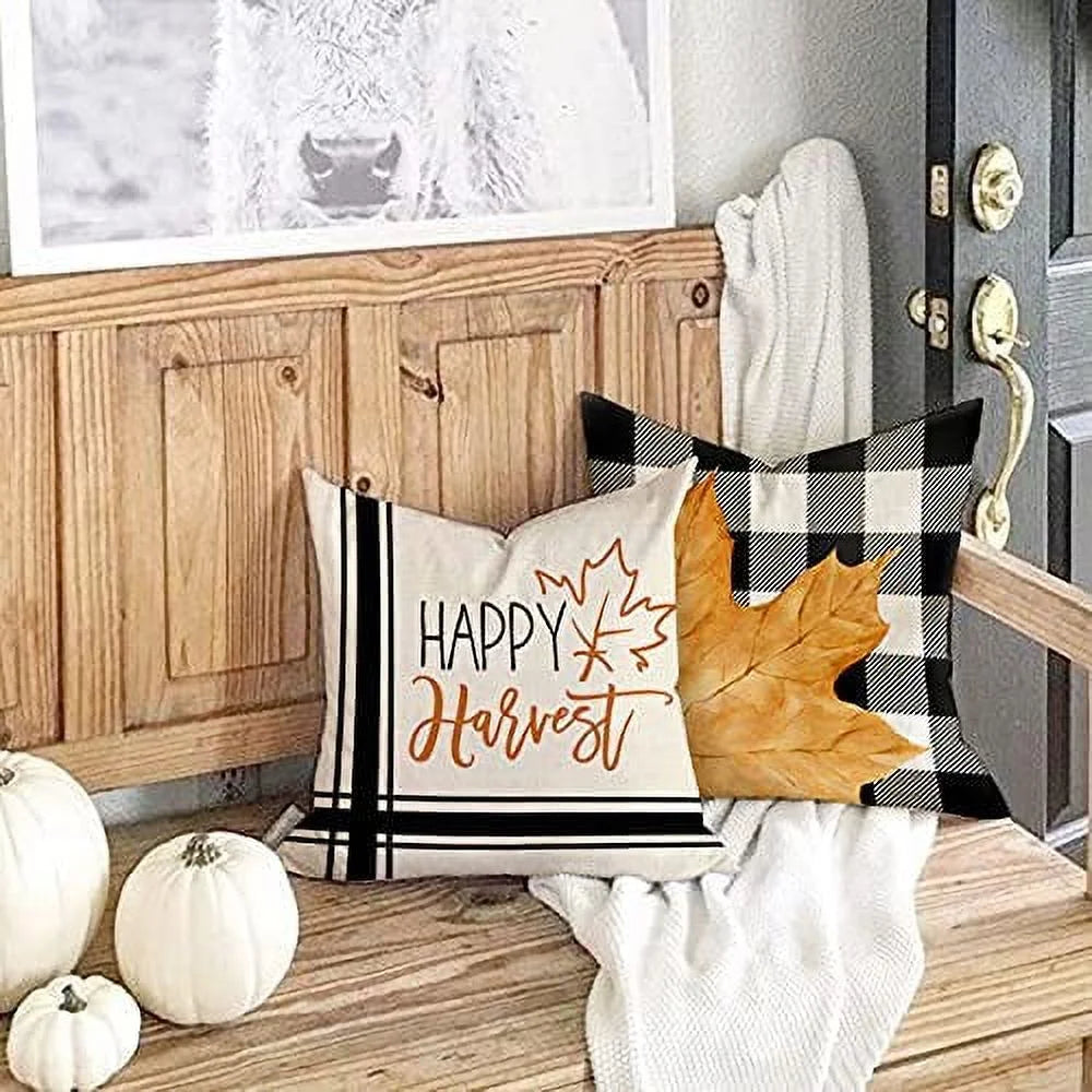Fall Decor Pillow Covers 18x18 Set of 4 Outdoor Throw Pillows Q546
