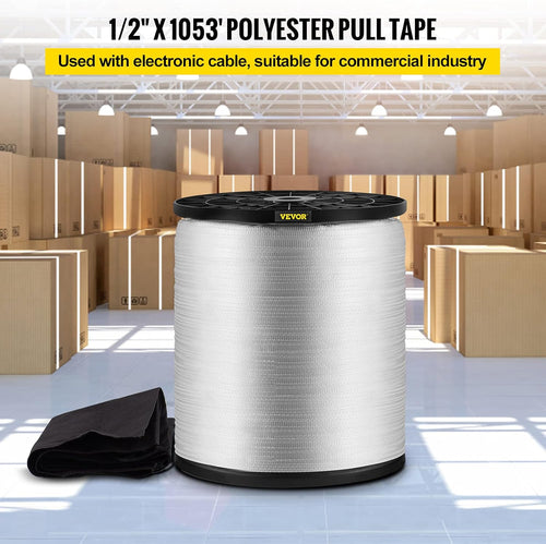 1250Lbs Polyester Pull Tape, 1053' x 1/2" Flat Tape, Pack of 2 N167