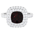 4 CT Garnet Engagement Ring with Double Halo Moissanite, 925 Sterling Silver O589114