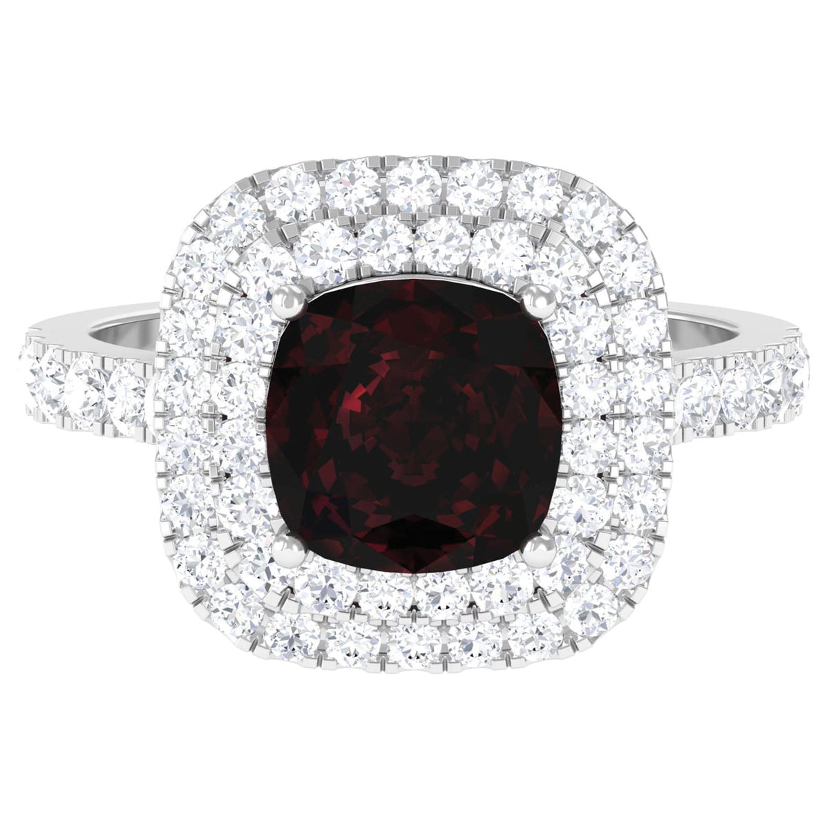 4 CT Garnet Engagement Ring with Double Halo Moissanite, 925 Sterling Silver O589114