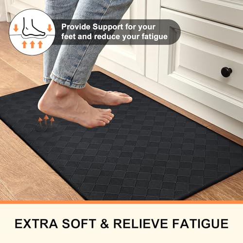 Grey Cushioned Anti Fatigue Kitchen Mats 2 PCS, 17.3"x 28"+17.3"x 47" Z3429