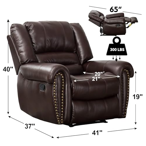Leather Recliner Chair Set of 2, Nut Brown W619