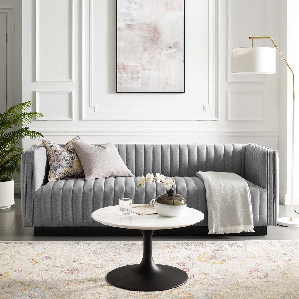 Light Gray Tufted Upholstered Fabric Sofa B831