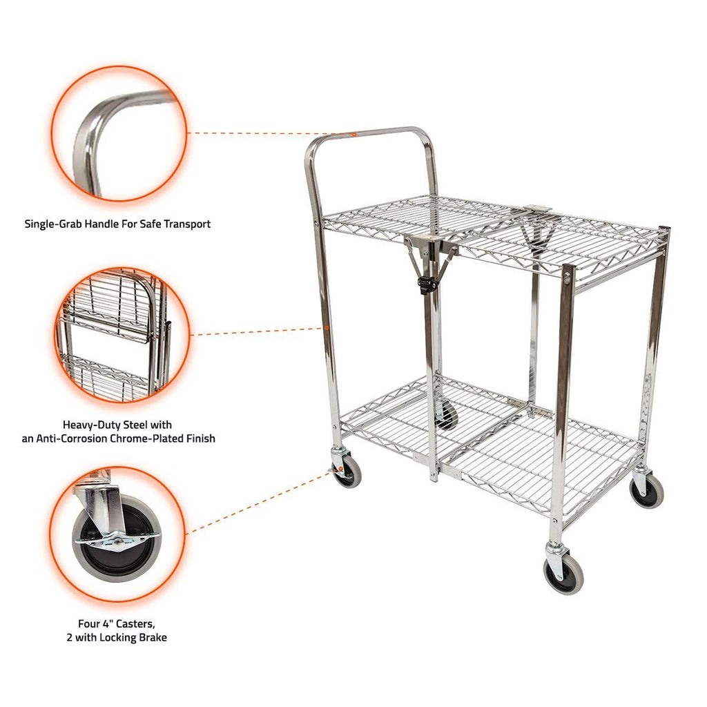 Two Shelf Collapsible Wire Utility Cart Z63058