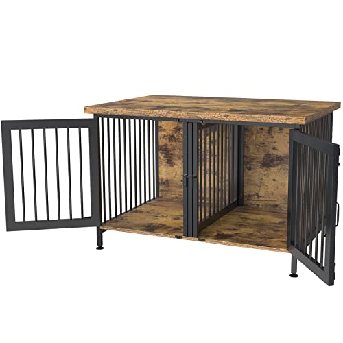 Black Double Dog Crate with Divider U936