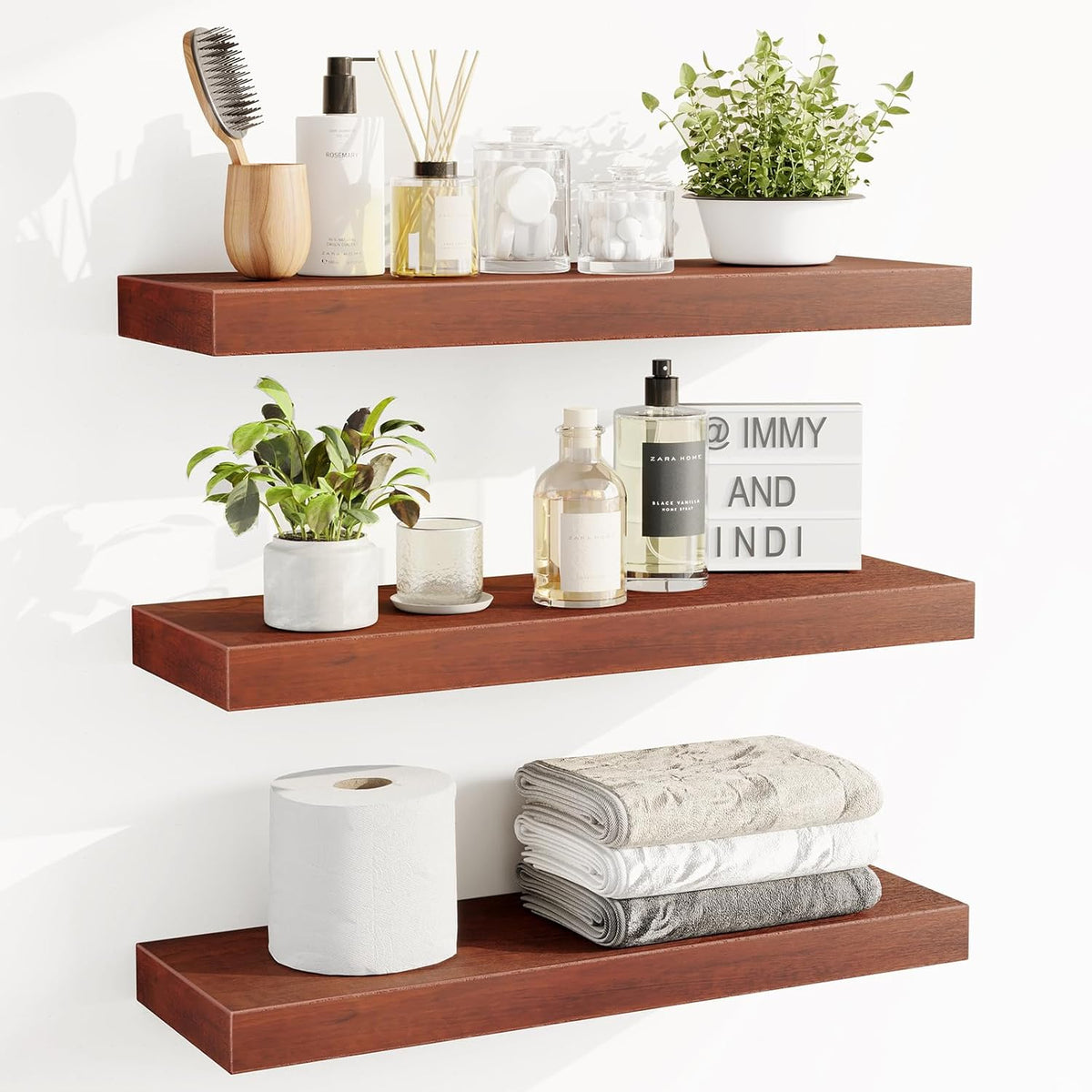 3 Pack Wall Mounted Shelves (Walnut) S59489