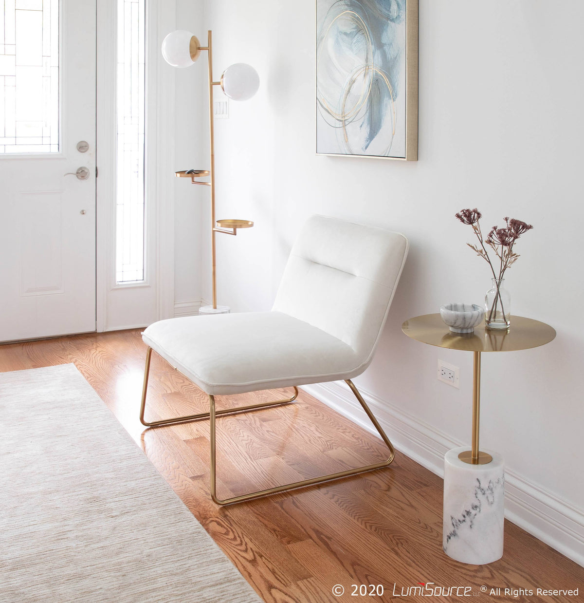 Cream Velvet Accent Chair M4903