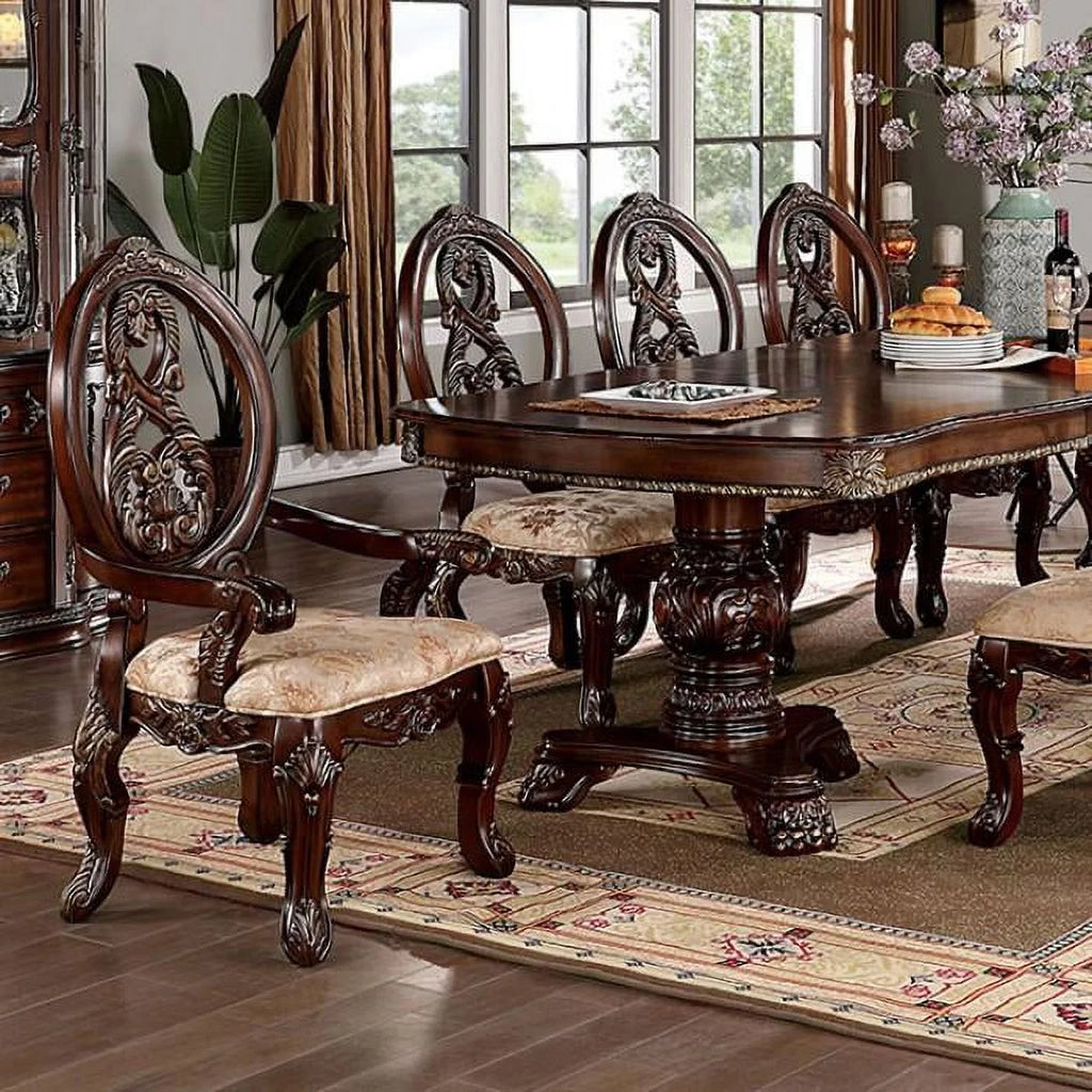Brown Cherry Expandable Double Pedestal Dining Table S30649