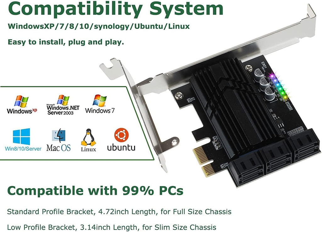 6 Port SATA III PCIe Controller Card V234