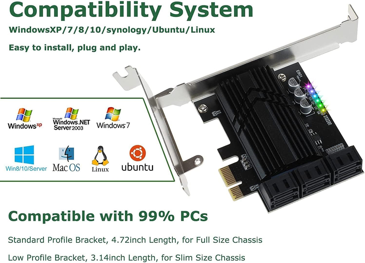 6 Port SATA III PCIe Controller Card V234