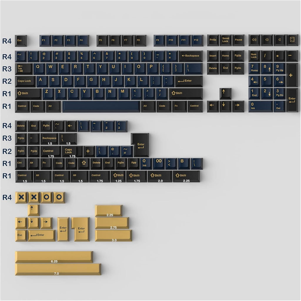 171 Keys Blue Custom Keycaps Doubleshot ABS Keycap Set Cherry Profile O733