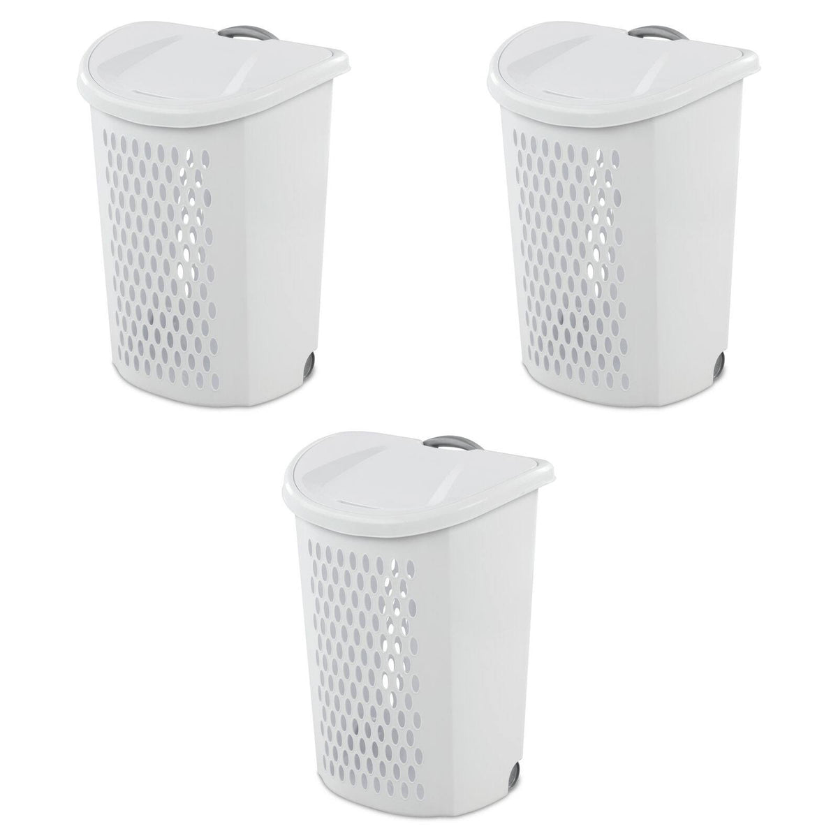 White Ultra Wheeled Hamper, Case of 3 I6327
