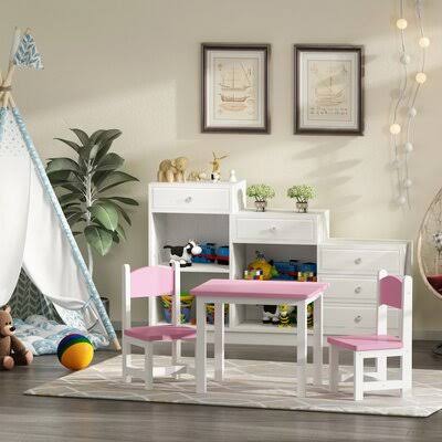 3 Piece Play Table and Chair Set Pink W624970