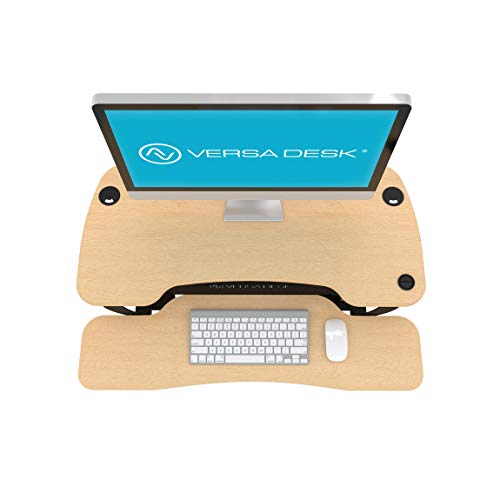 Electric Standing Desk Converter, 36 Inch, Maple L354