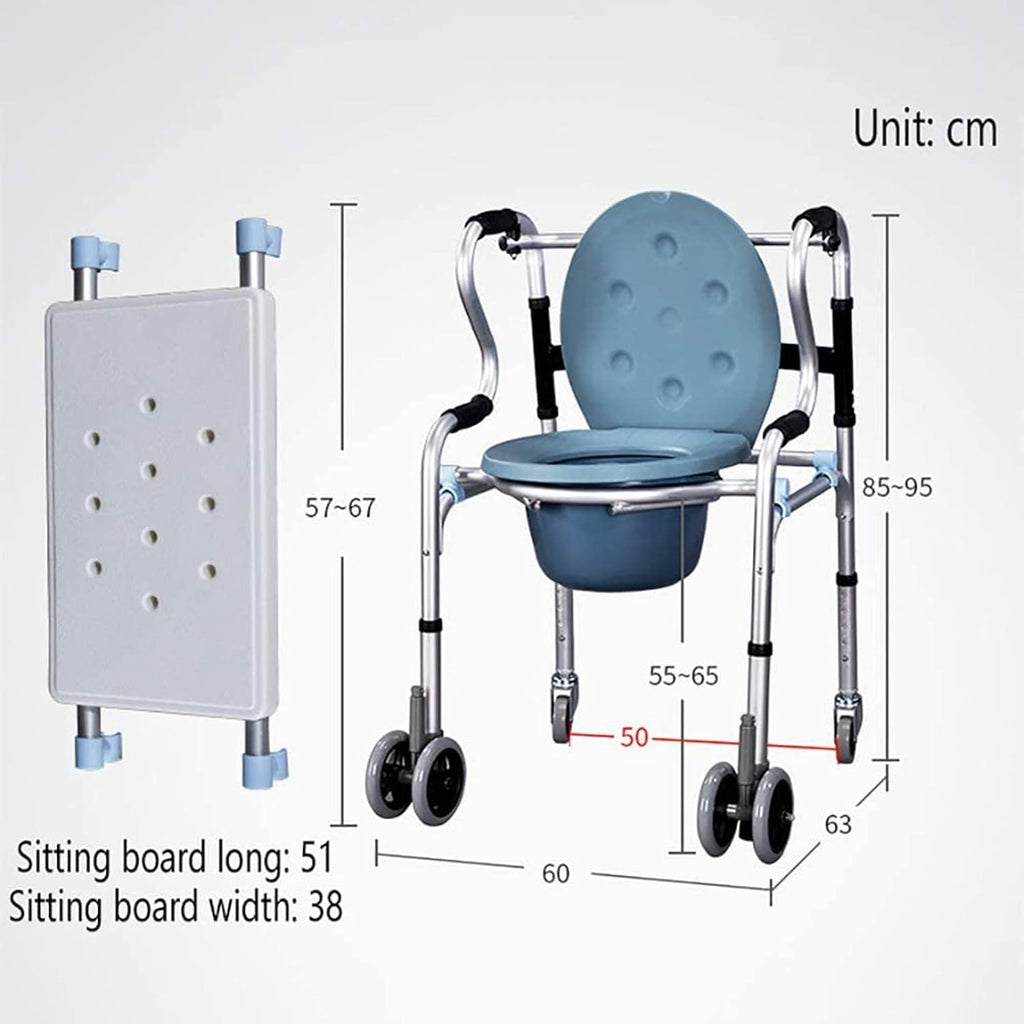 Mobile Wheeled Commode Chair with Brakes D786