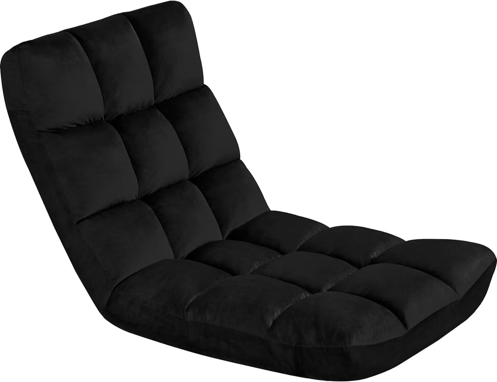 Black Padded Folding Floor Chair with Back Support K8968