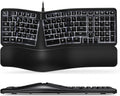 Backlit Wired Ergonomic Split Keyboard with Wrist Rest, 104 Keys E279445