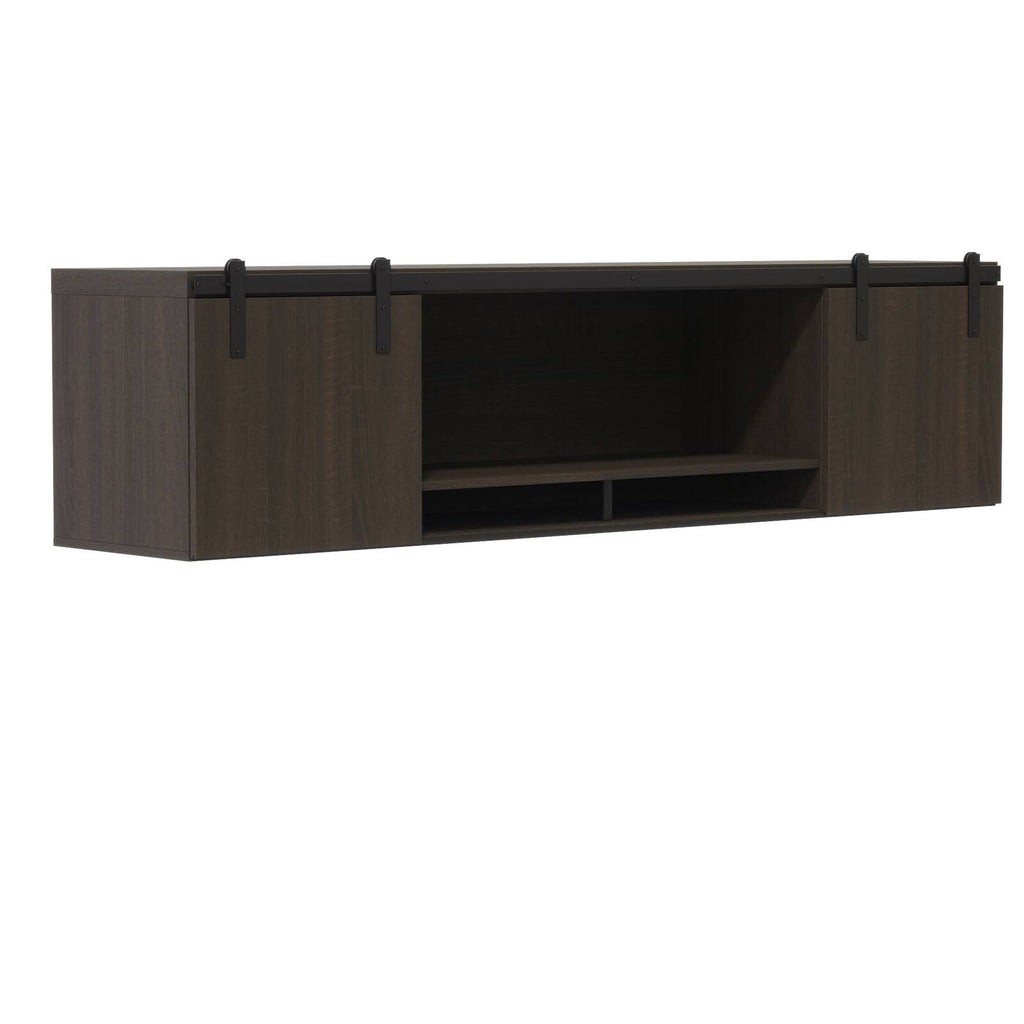 72" Wall-Mounted Hutch with Sliding Wood Doors K493