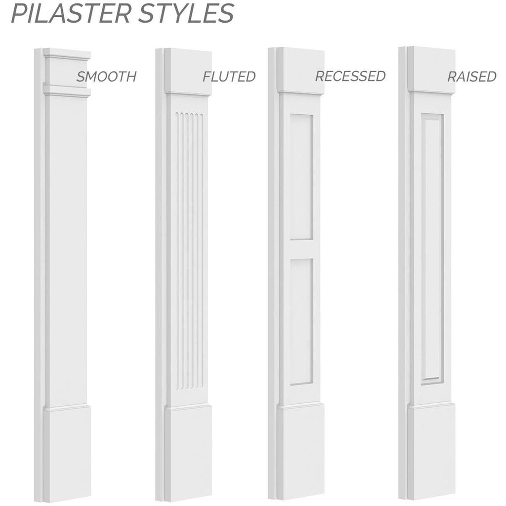 6x22W x 82x22H x 2x22P Flat Panel PVC Pilaster with Decorative Capital & Base (Pair) J646907