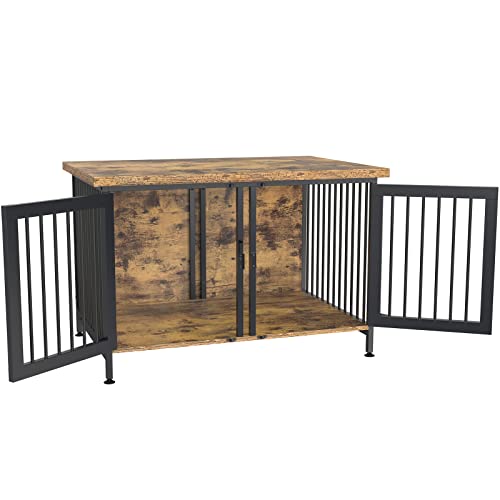 Black Double Dog Crate with Divider U936
