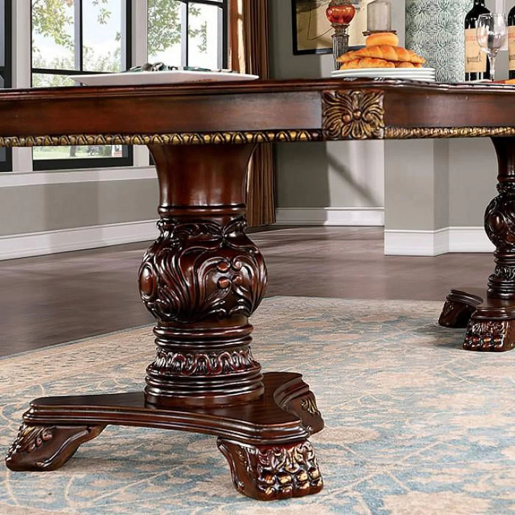Brown Cherry Expandable Double Pedestal Dining Table S30649