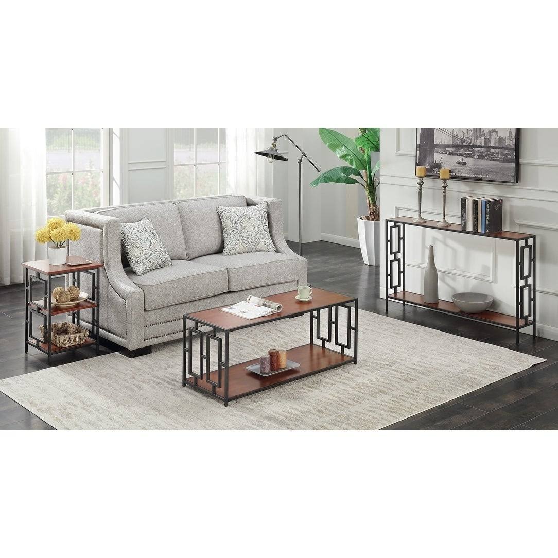 Metal Console Table, Cherry/Black G423