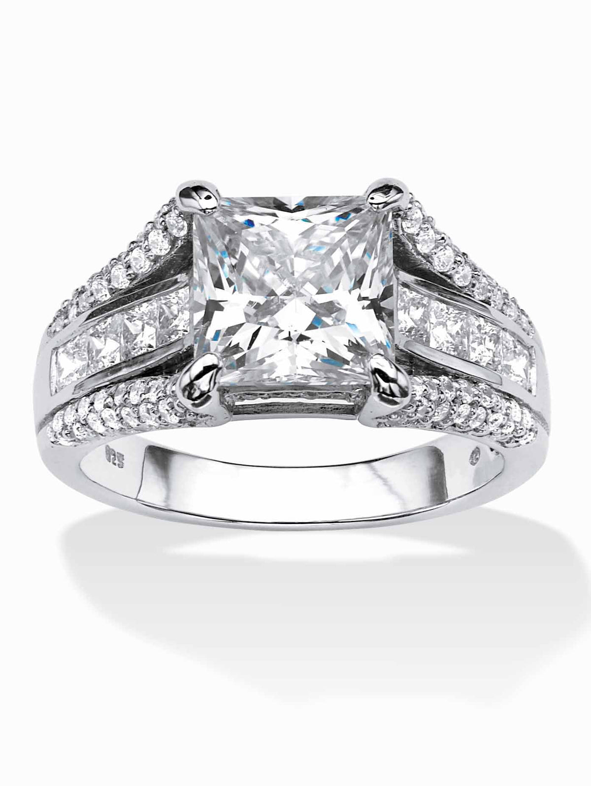 Platinum-plated Sterling Silver 2-Piece Bridal Ring Set with Cubic Zirconia S1121