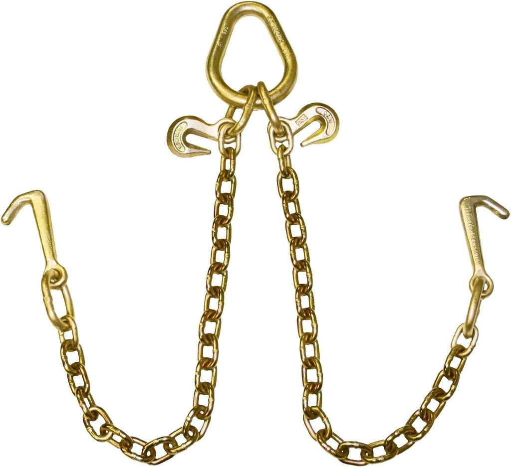 Towing Chain Bridle with Forged 4 Inch Mini J Hooks - Grade 70 Chain - 36 Inches Long - 4,700 Pound Safe Working Load I597