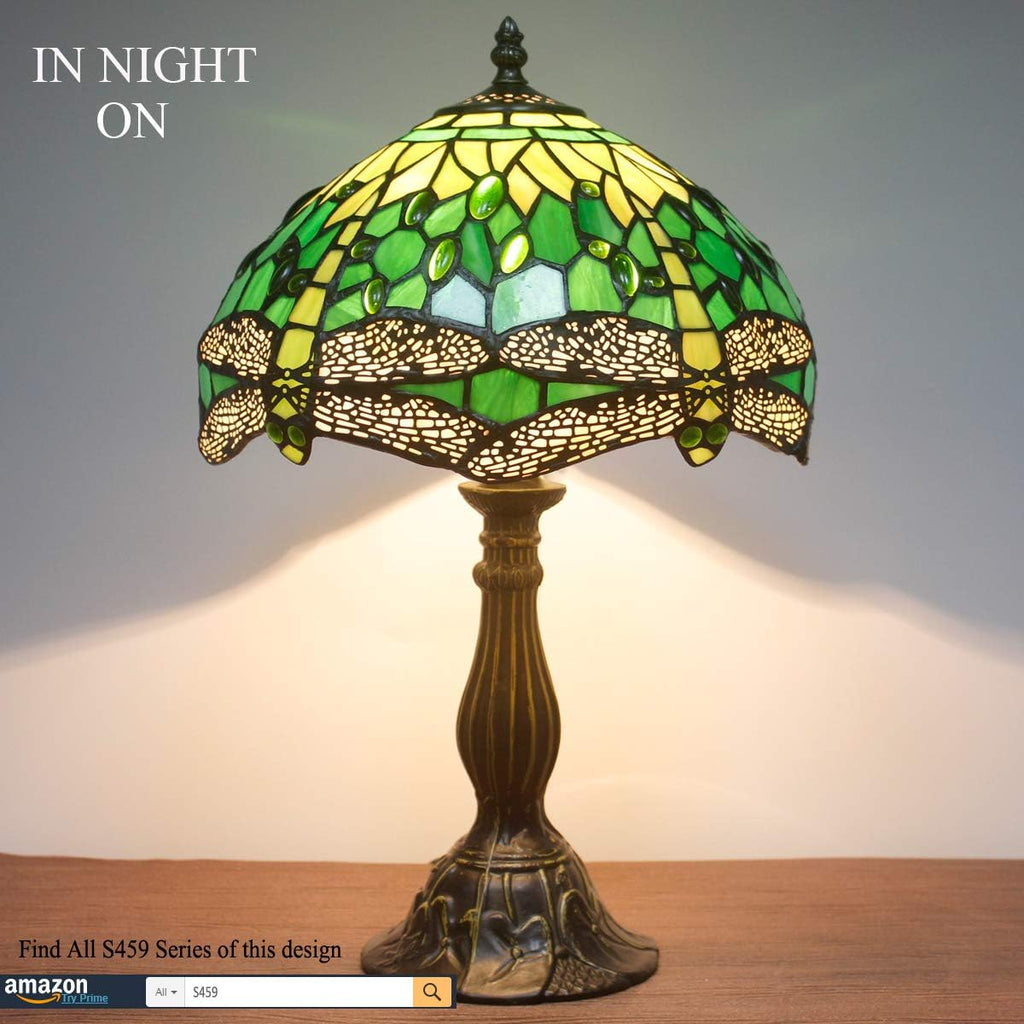 Tiffany Lamp Green Stained Glass Table Lamp 12X12X18 Inches B8977