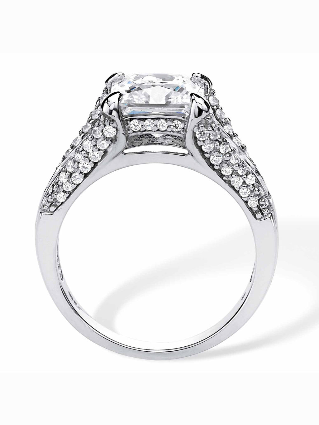 Platinum-plated Sterling Silver 2-Piece Bridal Ring Set with Cubic Zirconia S1121