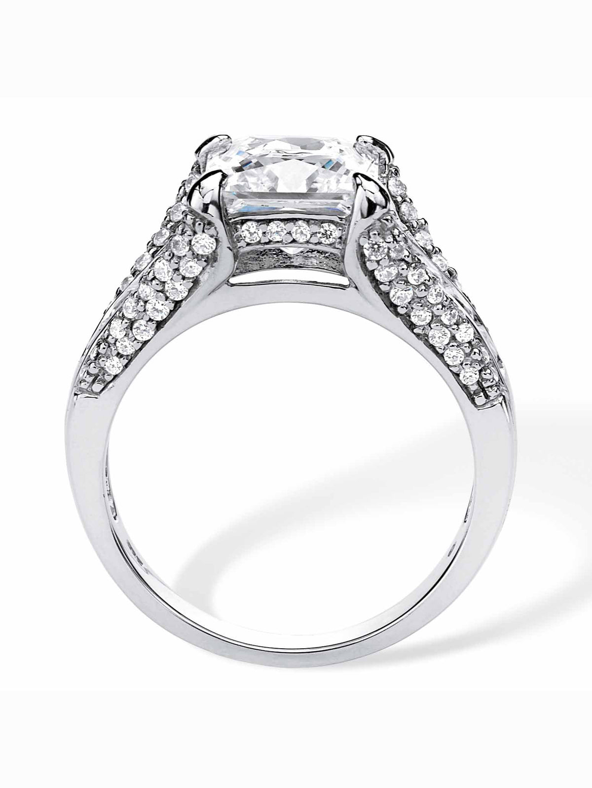 Platinum-plated Sterling Silver 2-Piece Bridal Ring Set with Cubic Zirconia S1121