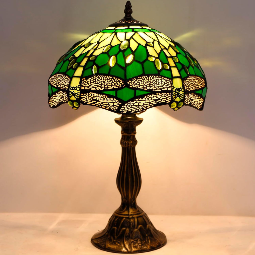 Tiffany Lamp Green Stained Glass Table Lamp 12X12X18 Inches B8977