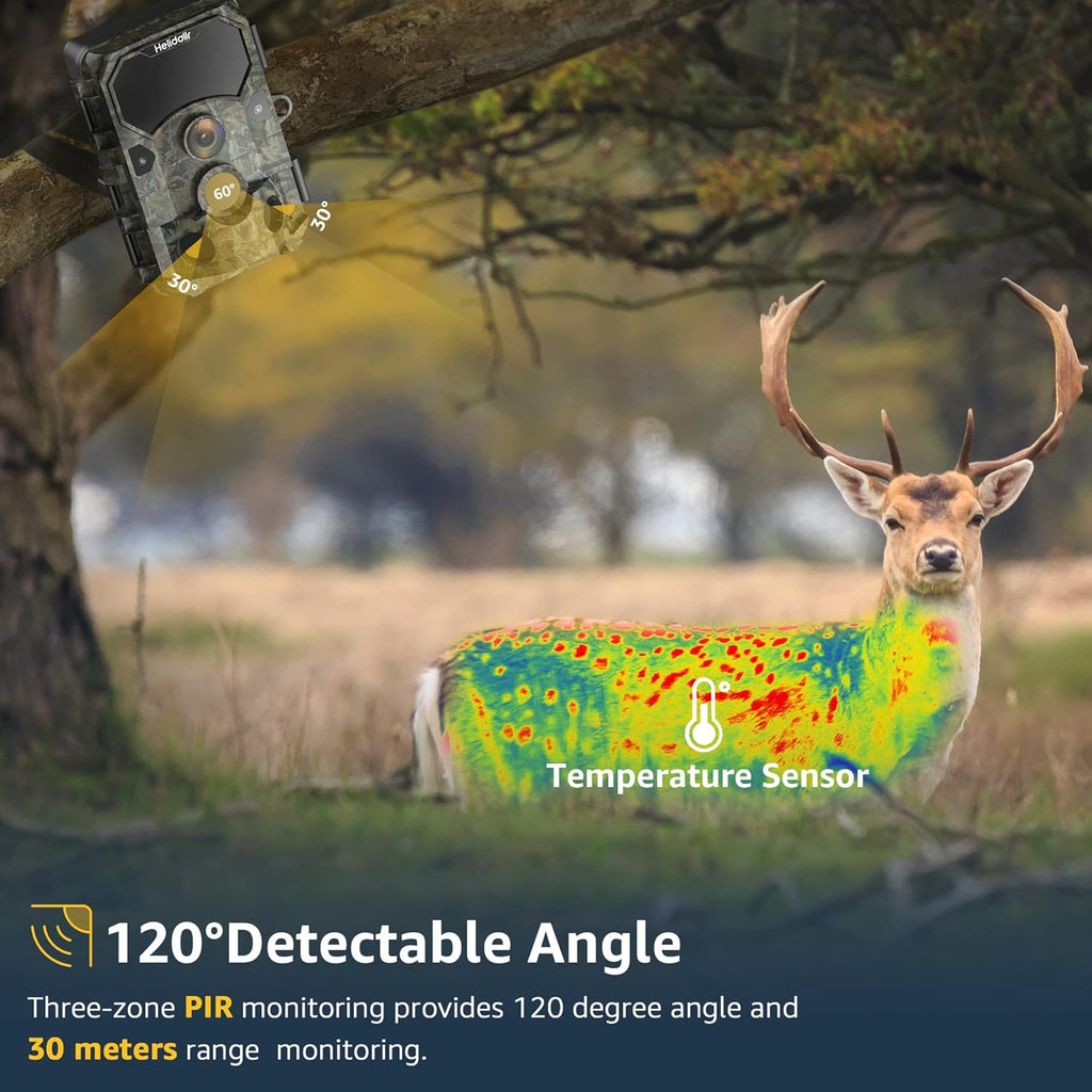4K 30MP 30FPS Wireless Wi-fi Bluetooth Trail Camera with 120° Angle Night Vision IP66 Waterproof Wildlife Camera A11975
