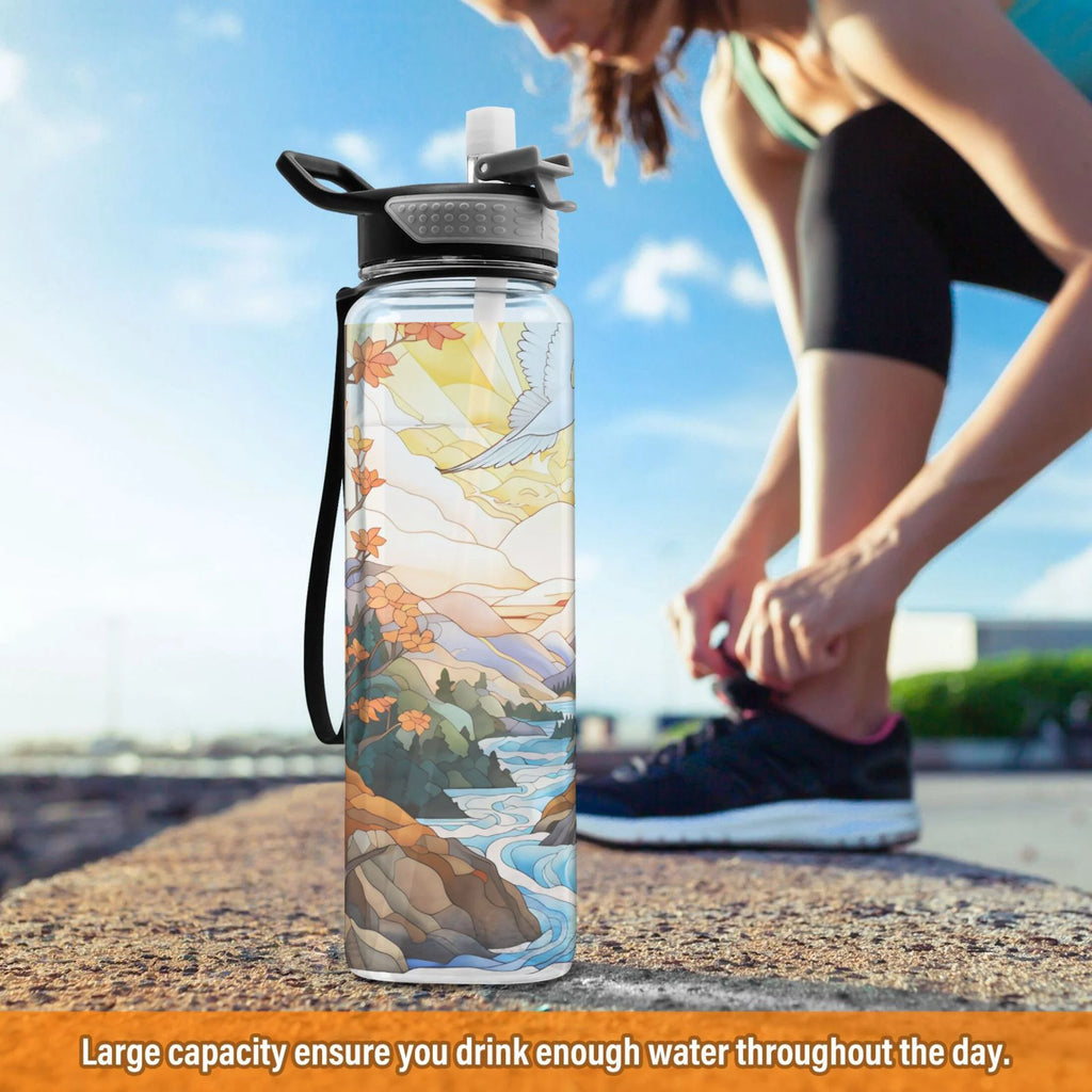 32oz Tritan Leakproof Clear Water Bottle with Straw B58599