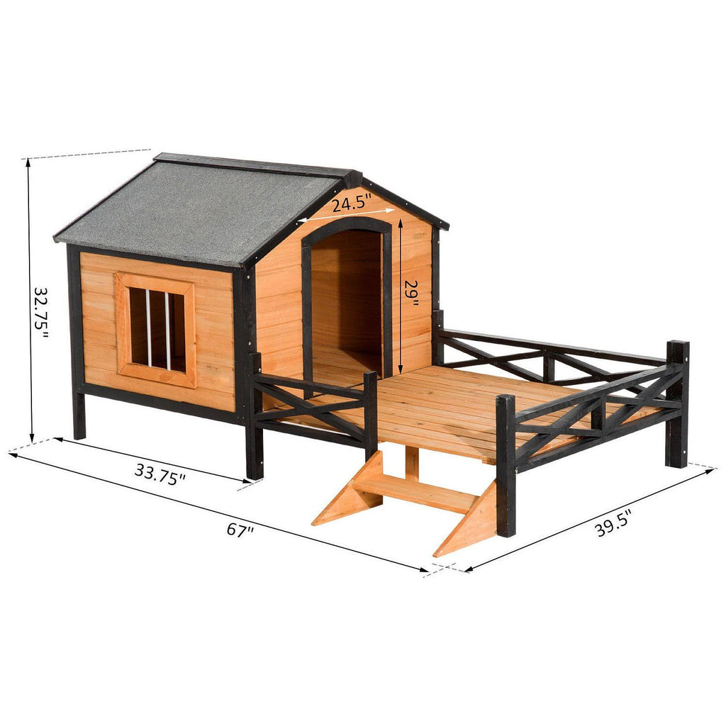 Covered Elevated Dog House with Porch X566924