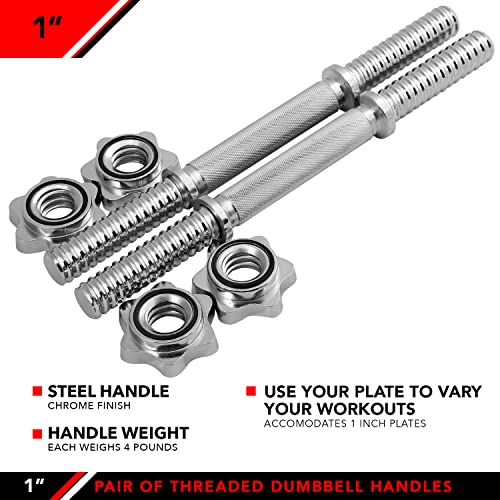 Set of 2 Threaded Dumbbell Handles with Star Collars B438