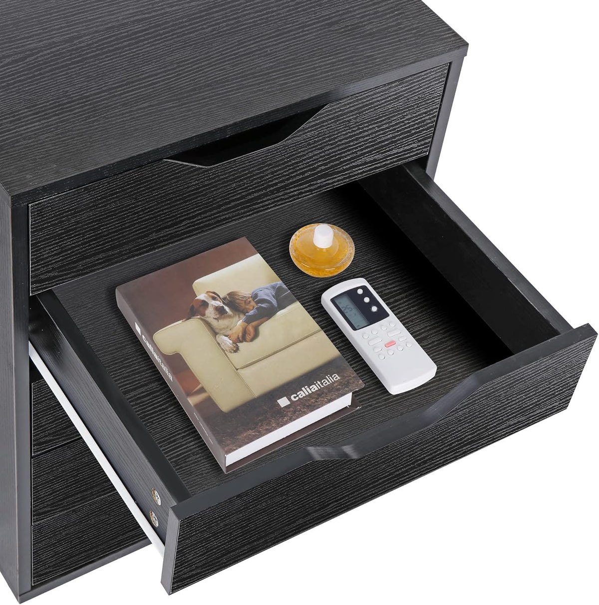 5 Drawer Mobile Wood Filing Cabinet with Lockable Casters, Black, Pack of 2 V78791