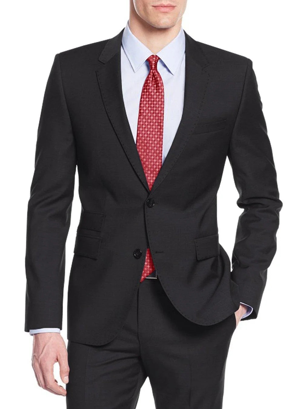 Black Two Button Men's Suit Jacket L7892