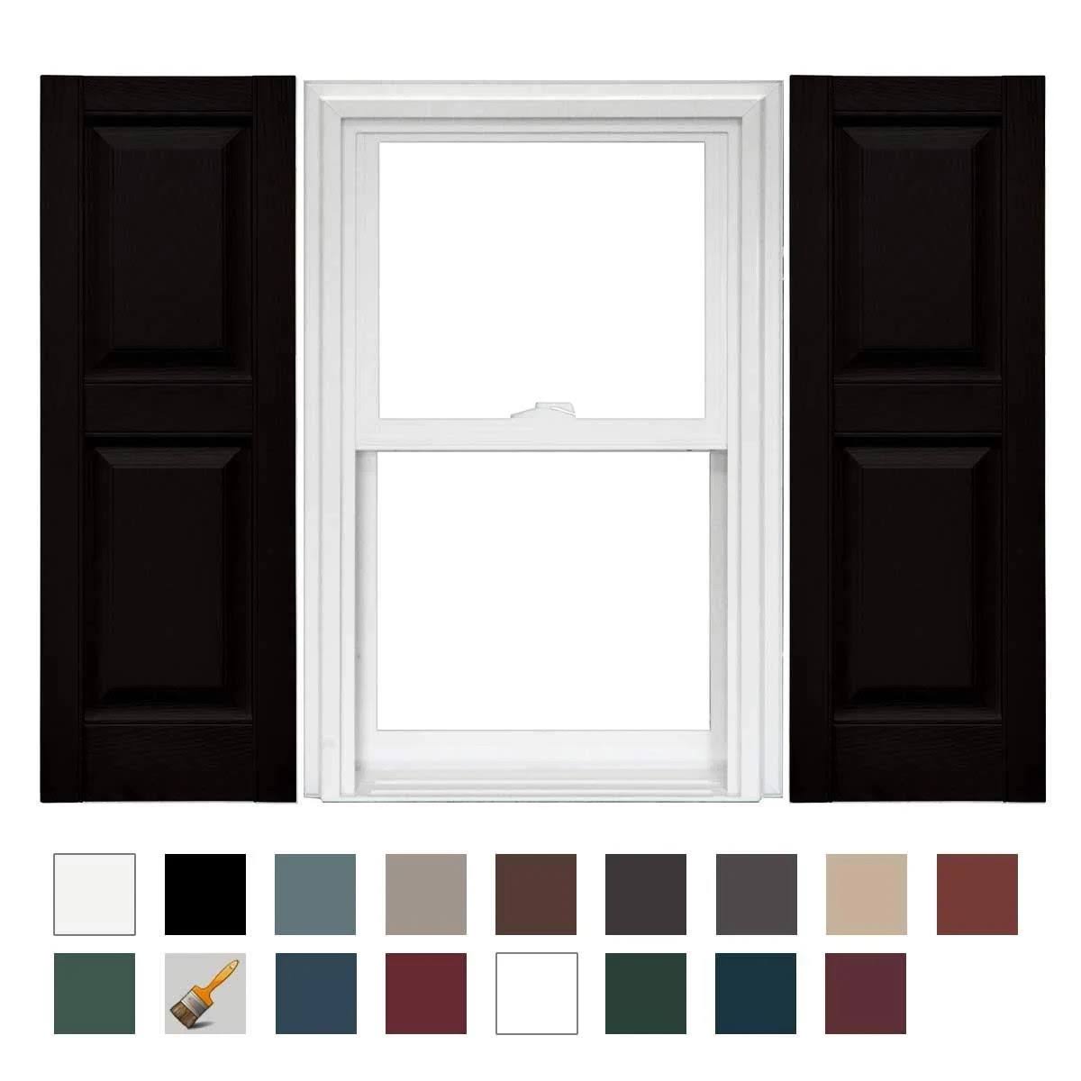 Black Vinyl Raised Panel Shutter, 1 Pair, 12 x 31 H83018