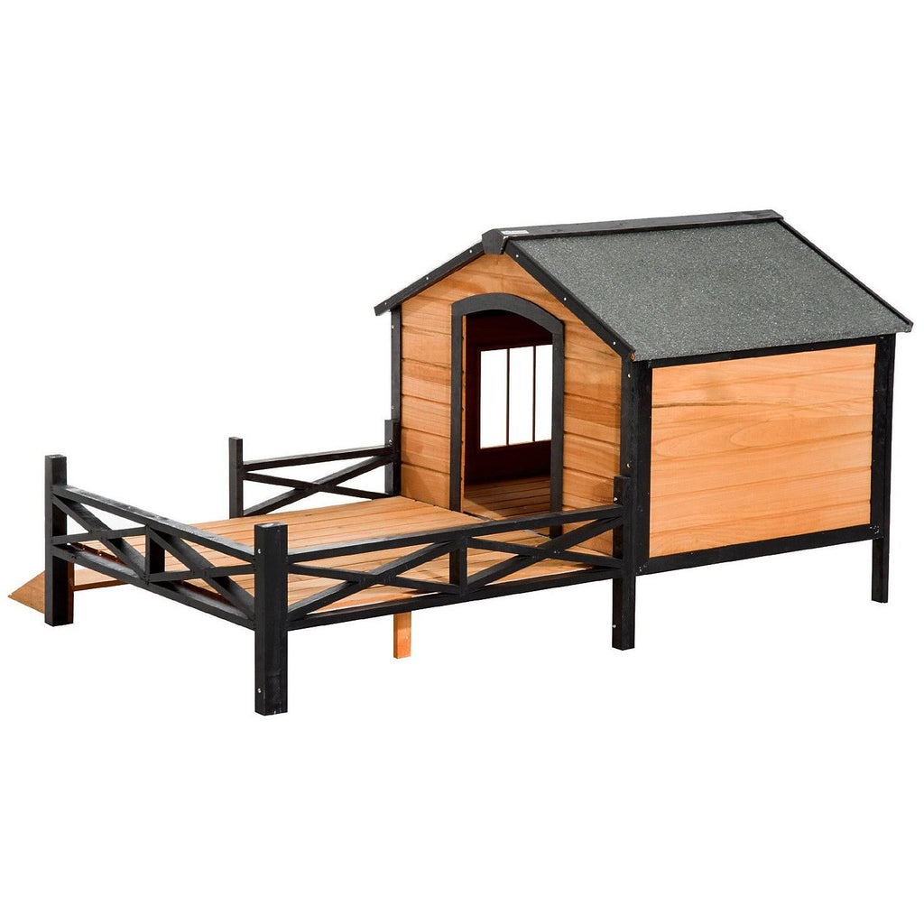 Covered Elevated Dog House with Porch X566924
