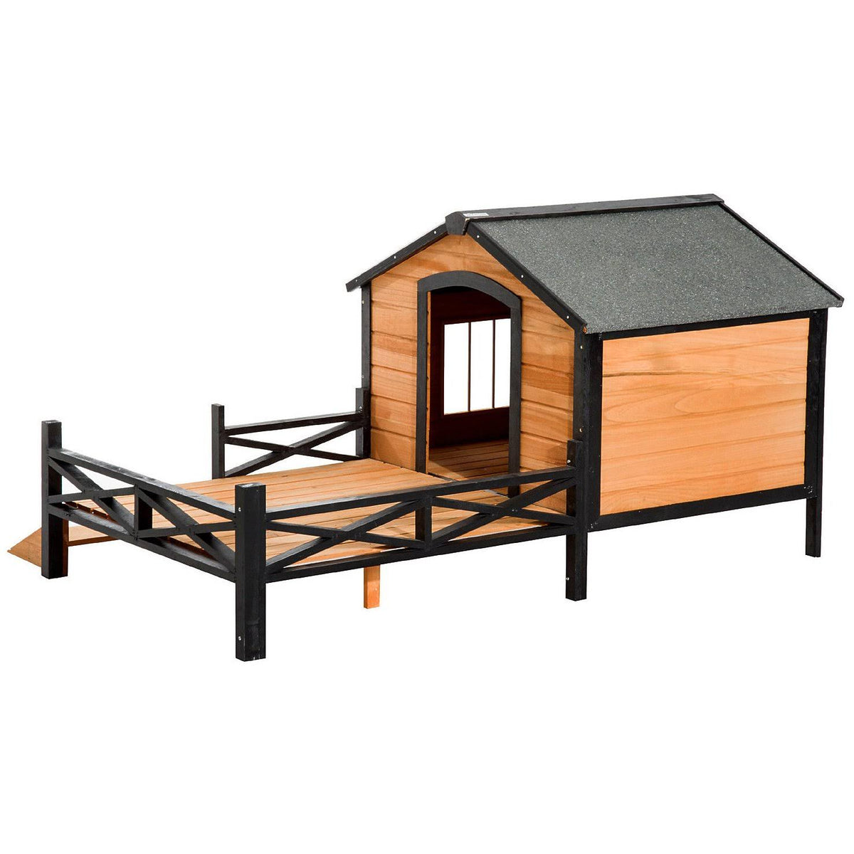 Covered Elevated Dog House with Porch X566924