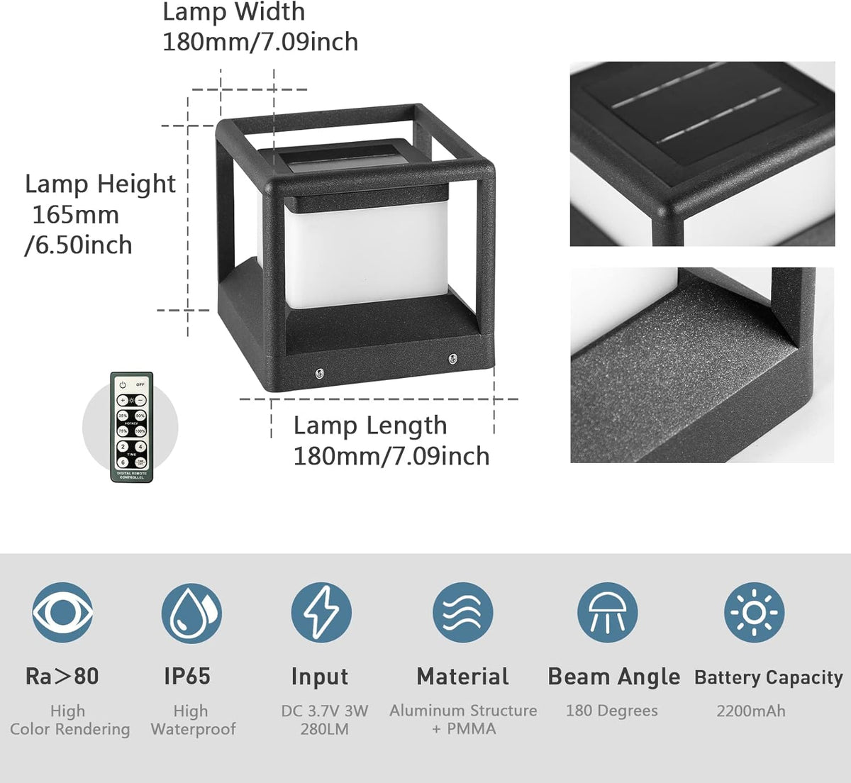 Solar Post Cap Light 3000K IP65 Waterproof S417237