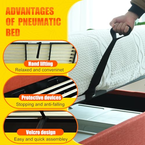King Size Hydraulic Lift Bed with Gold Line Accents E6489
