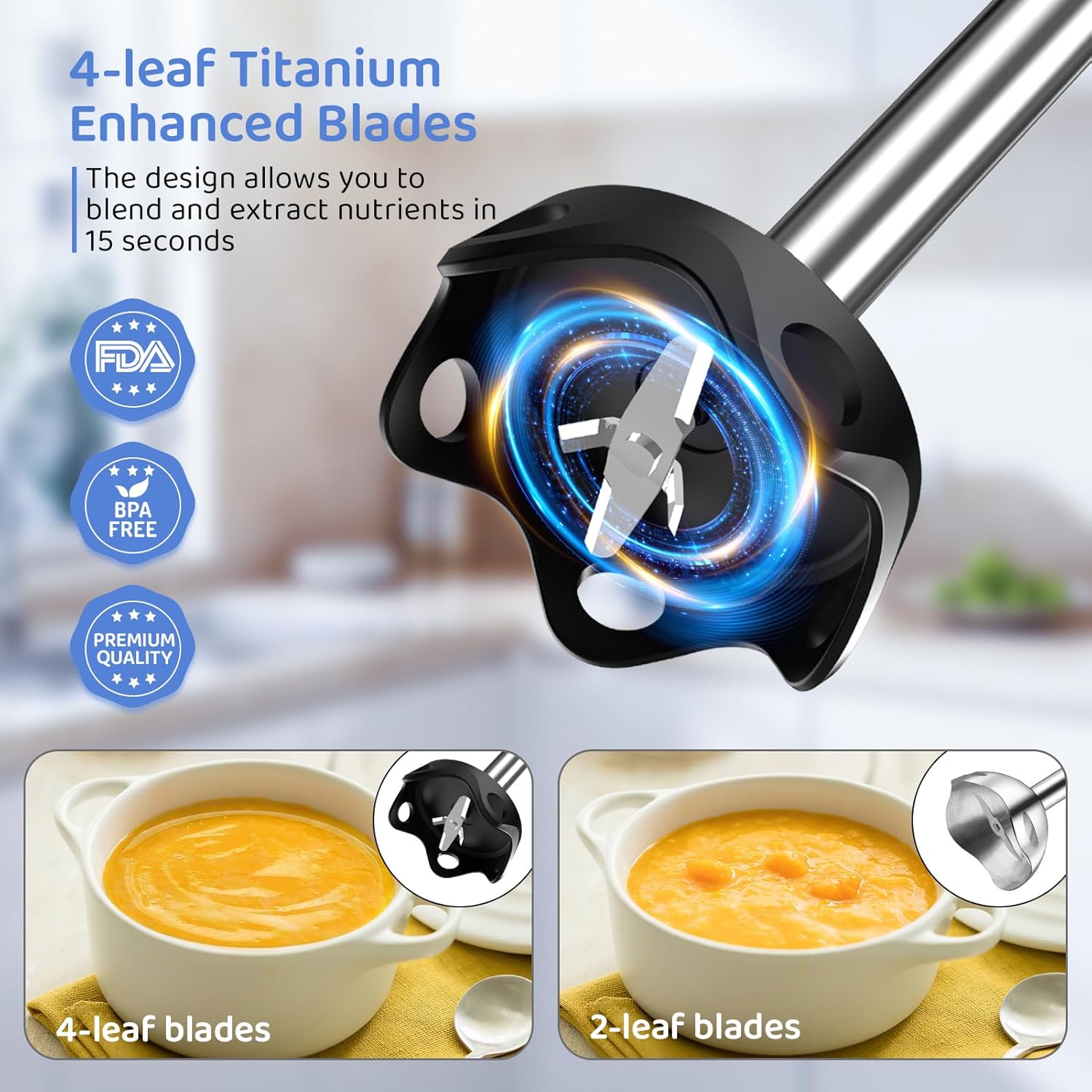 1000W Handheld Immersion Blender with Beaker Chopper Whisk Milk Frother K98768
