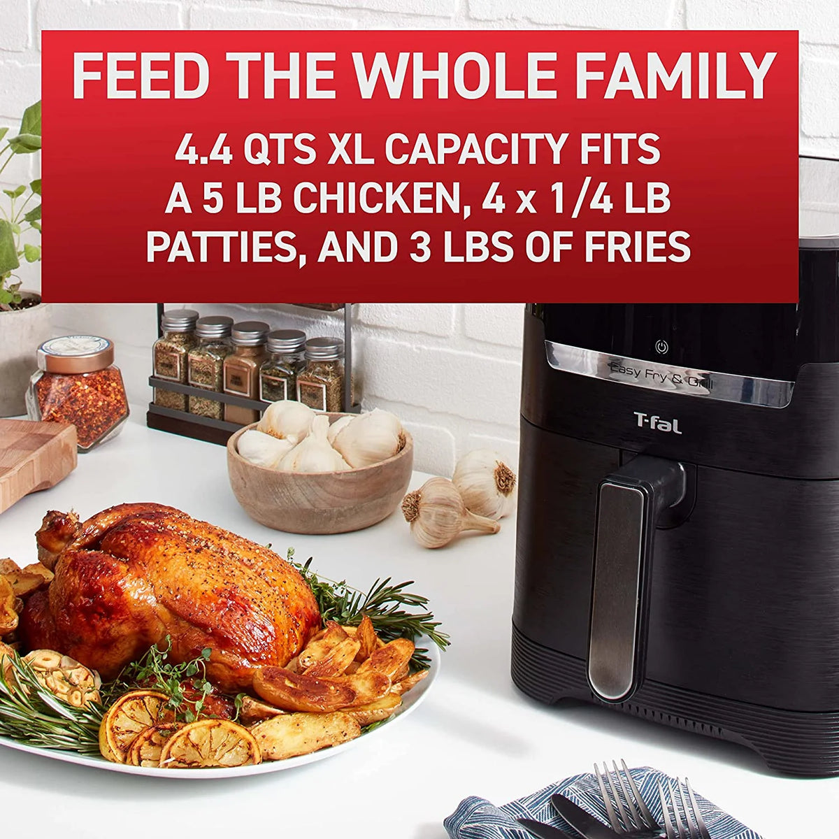 4.4 Qrt Black Air Fryer & Grill Combo L90795