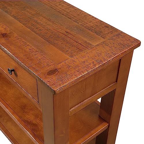 Brown Wood Entryway Console Table with Drawers and Storage Shelves C923559