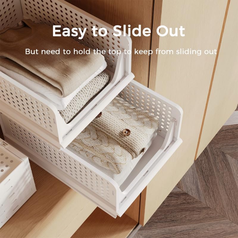 5 Pack Stackable Plastic Storage Basket Foldable Storage Bins K972