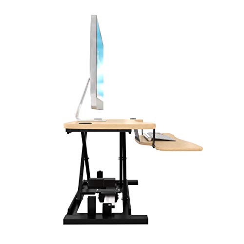 Electric Standing Desk Converter, 36 Inch, Maple L354