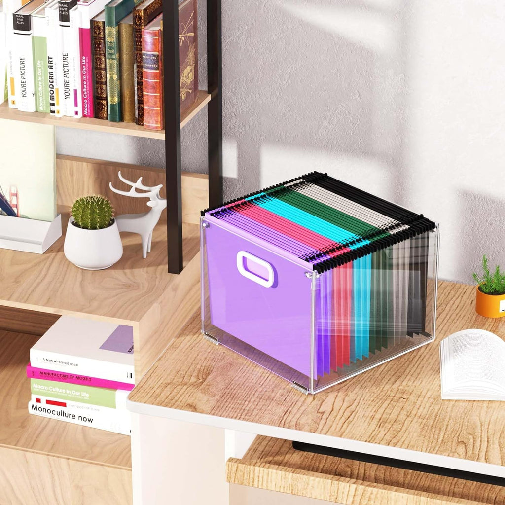 Clear Acrylic Hanging File Organizer with Handle J952