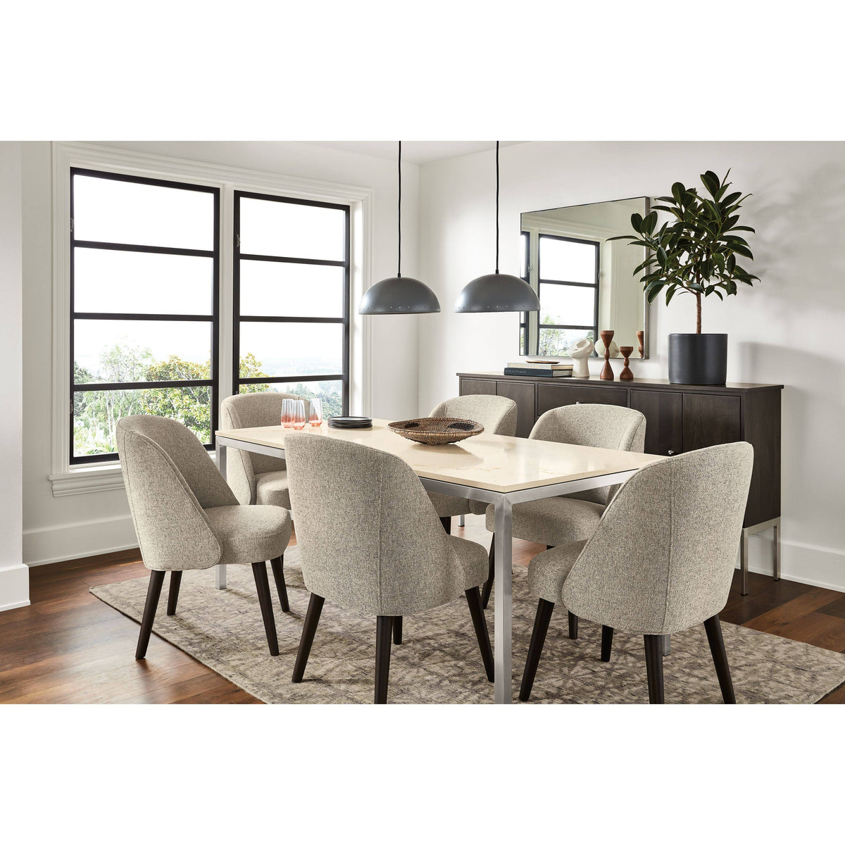 Modern Cora Side Chair in Declan Olive with Charcoal Legs Green Performance Fabric T523